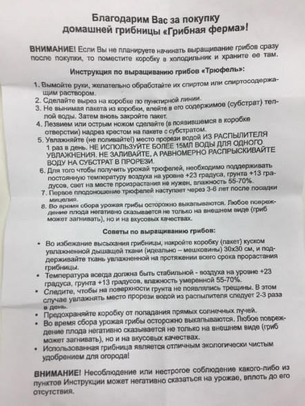 Домашняя грибница в Москве